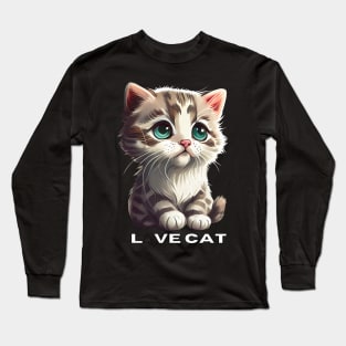 Love Cat, cute cat with tender look Long Sleeve T-Shirt